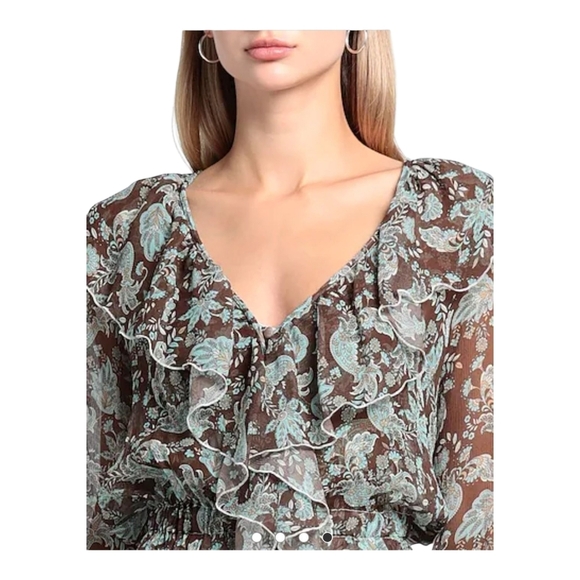 Alessia Zamattio Women's Calla Silk Maxi Dress Size 38 US 2 Brown Multi NWT - Picture 4 of 10